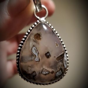 New Palm Root Agate 925 Silver Pendant.